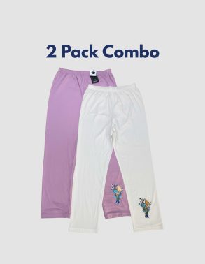 Ladies Leggings 2Pack Combo : Pink & White