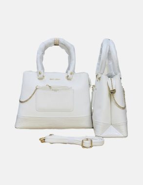 Emily Loren Premium White Ladies Handbag with Shoulder Strap