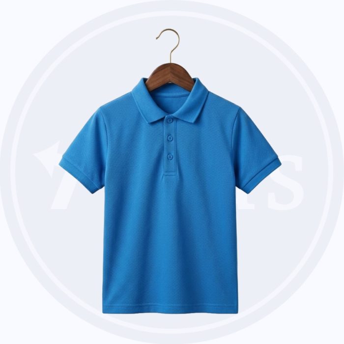 Boys Polo T-Shirt 100% Soft Knit Cotton | Summer Kids T-Shirt Boys Polo T-Shirt made from 100% soft knit cotton in Light Orange, Navy Blue, Sky Blue, and Light Blue for kids aged 4–5 years.