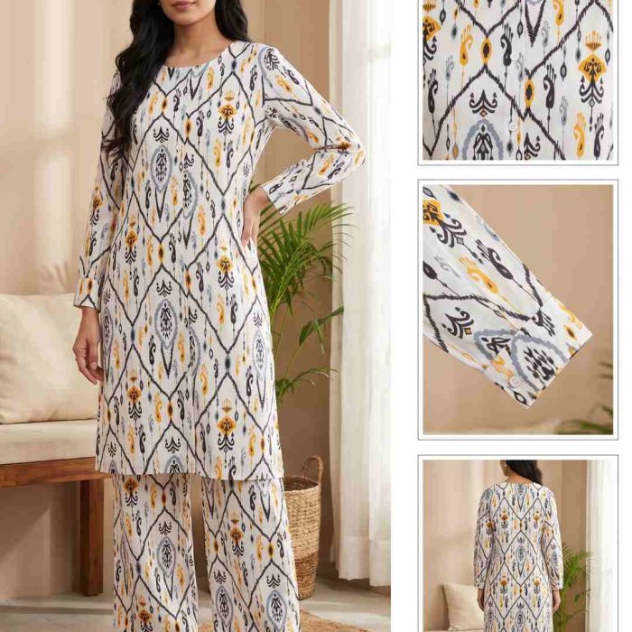 Premium Ladies Linen Cord Set for Women – Printed Two-Piece Outfit | ARAS BD SHOP
