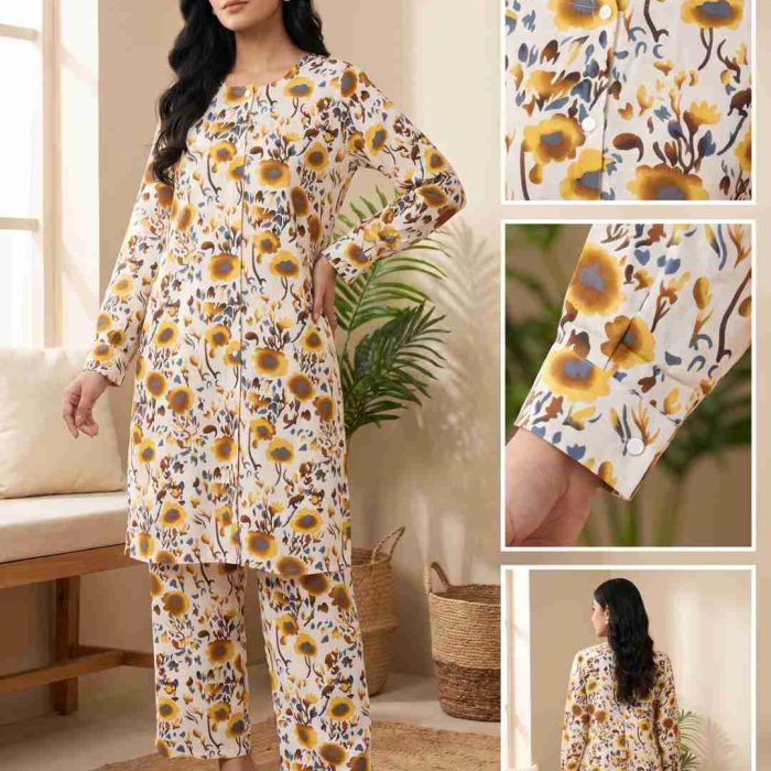 Premium Ladies Linen Cord Set for Women – Printed Two-Piece Outfit | ARAS BD SHOP