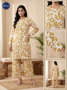 Premium Ladies Linen Cord Set for Women – Printed Two-Piece Outfit | ARAS BD SHOP