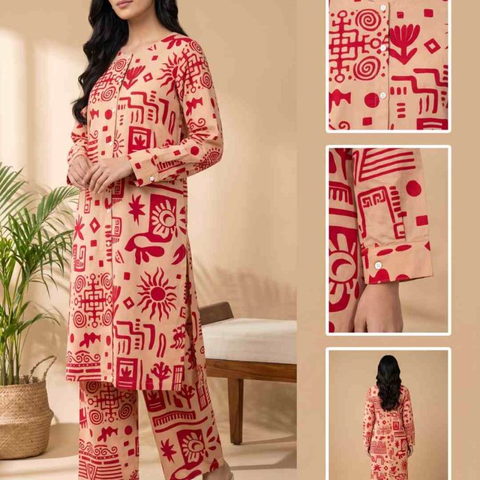 Premium Ladies Linen Cord Set for Women – Printed Two-Piece Outfit | ARAS BD SHOP